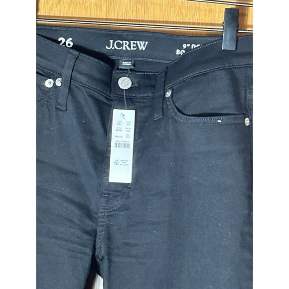 J Crew 9” Demi Boot Crop Jeans Mid Rise Stay Black Wash Raw Hem Women Size 26 - Picture 2 of 9